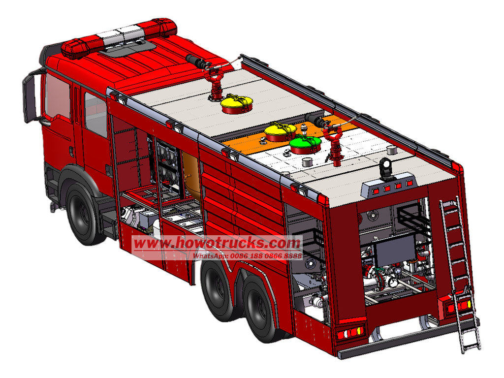 Howo fire engine 3D technical drawing